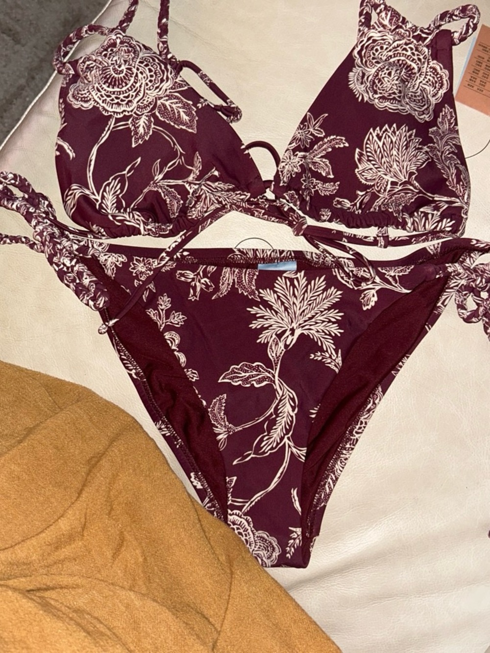 Shade & Shore Burgundy Floral Print Bikini